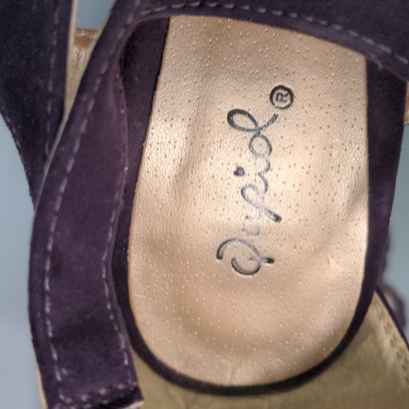 sz 7 purple strappy cut out peep toe platform heels pumps Qupid fabric heel zip - Picture 9 of 11